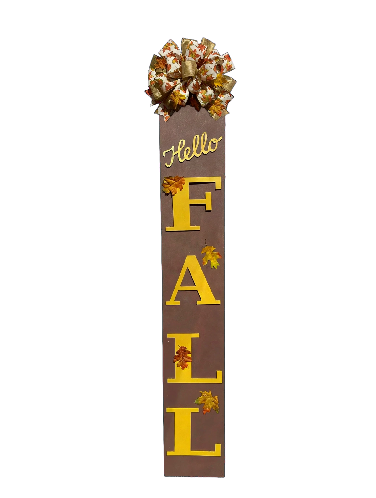Welcome to fall! 🍁 Our 19" Welcome Family Friends & Laughter door hanger is here! $55 and Hello FALL 🍂 Our 5ft porch leaner is the perfect fall statement! $65