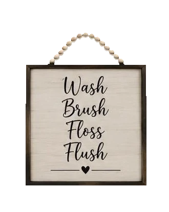 Keepsake lane rustic farmhouse wall sign with black typography and beaded hanger for bathroom decor
