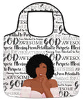 Keepsake lane reusable bag featuring an illustration of a woman with an afro and inspirational typography text