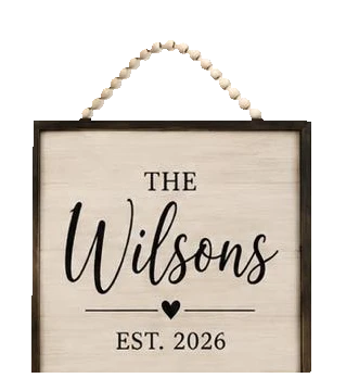 Keepsake lane rustic farmhouse wall sign with wood grain finish, black typography, and decorative beaded hanger.