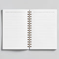 Keepsake lane spiral bound journal open to lined pages with printed scripture verses at the top