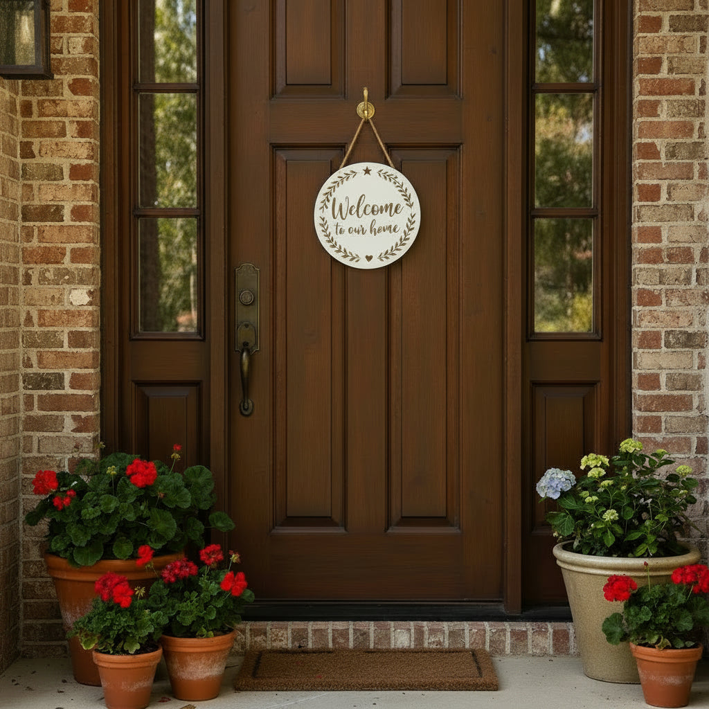 10" Custom Round Door Sign | Personalized Front Door Hanger | Porch Decor